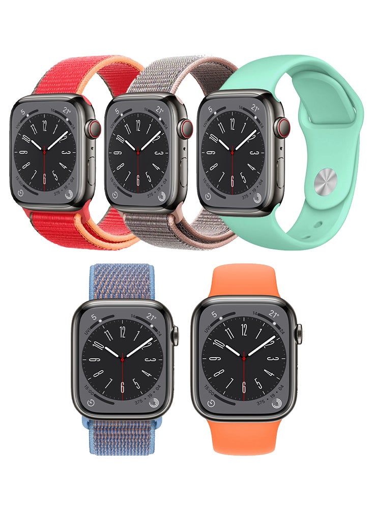 Perfii - 5pcs Watch Bands Replacement for Apple Watch Strap Compatible with Apple Watch 49/46/45/44/42mm Series 10/9/8/7/6/5/4/SE/Ultra - Image 1