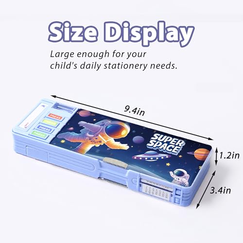 Ristpal Pop Up Multifunction Pencil Case with Pencil and Eraser, Cute Cartoon Pen Box Organizer Stationery, Sharpener, Schedule, Best Birthday Gifts for Kids Teens(Light blue) - Image 4