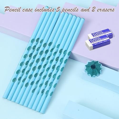 Ristpal Pop Up Multifunction Pencil Case with Pencil and Eraser, Cute Cartoon Pen Box Organizer Stationery, Sharpener, Schedule, Best Birthday Gifts for Kids Teens(Light blue) - Image 5