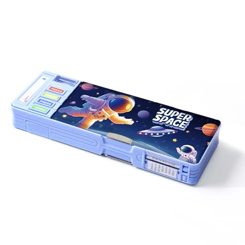 Ristpal Pop Up Multifunction Pencil Case with Pencil and Eraser, Cute Cartoon Pen Box Organizer Stationery, Sharpener, Schedule, Best Birthday Gifts for Kids Teens(Light blue) - Image 1
