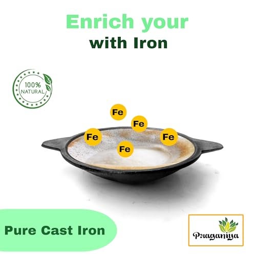 PRAGANIYA Cast Iron Appachatti/Appam Pan 9 Inch Pre-Seasoned Black - Image 5