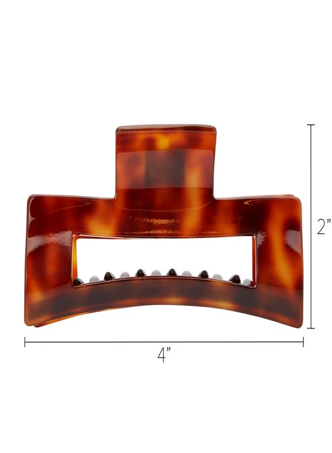 France Luxe Large Cutout Rectangle Claw Clip - Classic - Tortoise - Image 2
