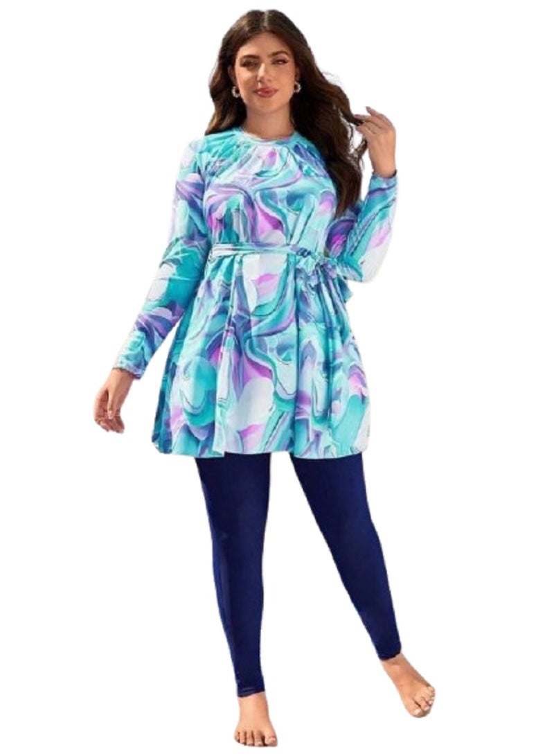 3-piece swimsuit, pants, jacket, turban, waterproof and hypoallergenic material, fits sizes 60 to 120