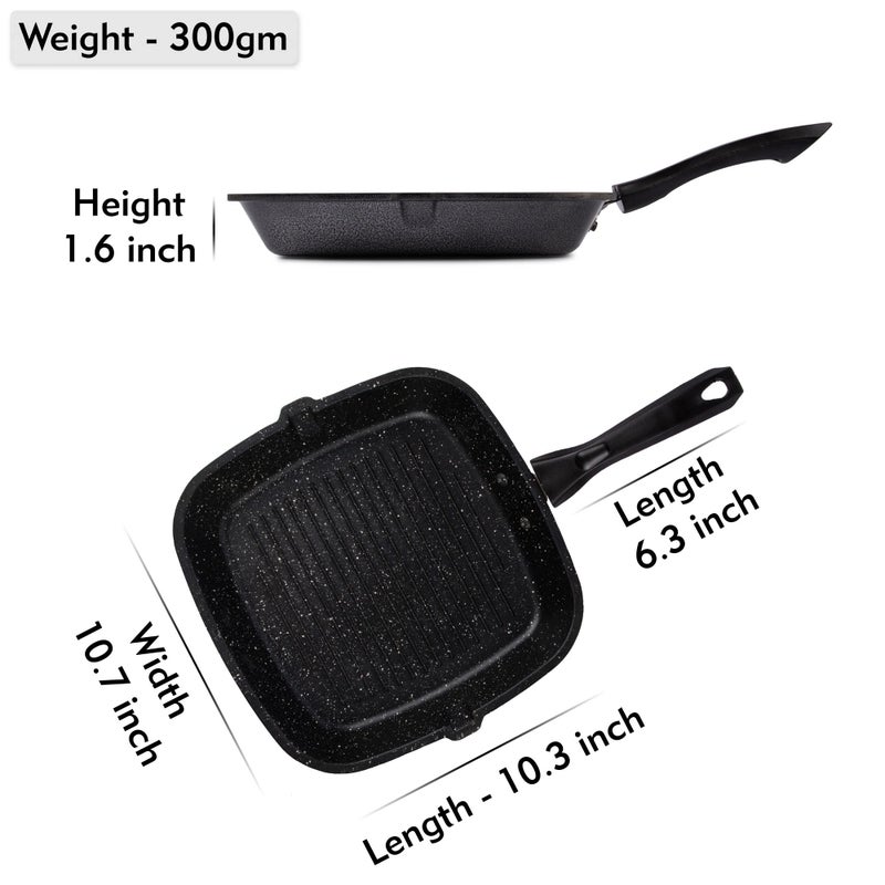 Home Pro Home-Pro - Grill Pan & Dosa Tawa Black | Non Stick Combos | Pot Pan Set | Aluminium Set | Bakelite Handle | Combo Pack of 2 - Image 3