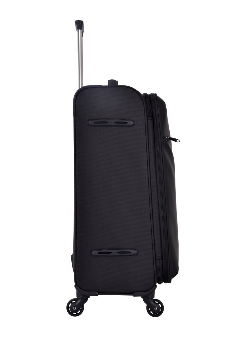 eminent Soft Case Travel Bag Luggage Trolley for Unisex Polyester Lightweight Expandable Wheeled Suitcase with TSA lock V6101 Black  - Image 4