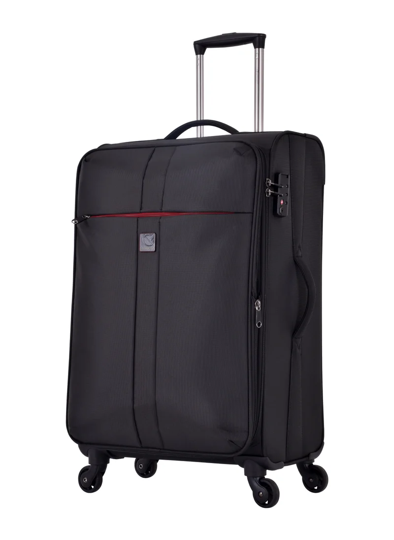 إيمينينت Soft Case Travel Bag Luggage Trolley for Unisex Polyester Lightweight Expandable Wheeled Suitcase with TSA lock V6101 Black