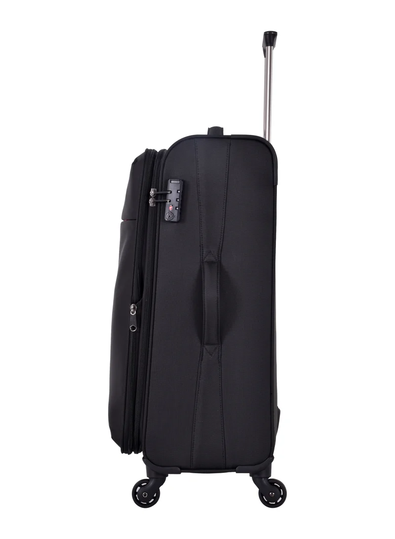 eminent Soft Case Travel Bag Luggage Trolley for Unisex Polyester Lightweight Expandable Wheeled Suitcase with TSA lock V6101 Black