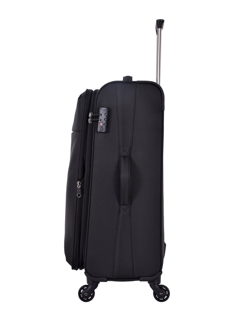 eminent Soft Case Travel Bag Luggage Trolley for Unisex Polyester Lightweight Expandable Wheeled Suitcase with TSA lock V6101 Black  - Image 3