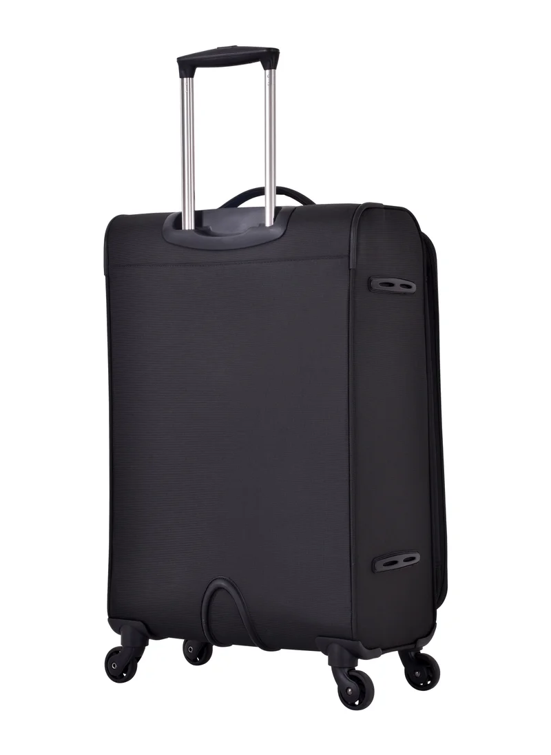 إيمينينت Soft Case Travel Bag Luggage Trolley for Unisex Polyester Lightweight Expandable Wheeled Suitcase with TSA lock V6101 Black