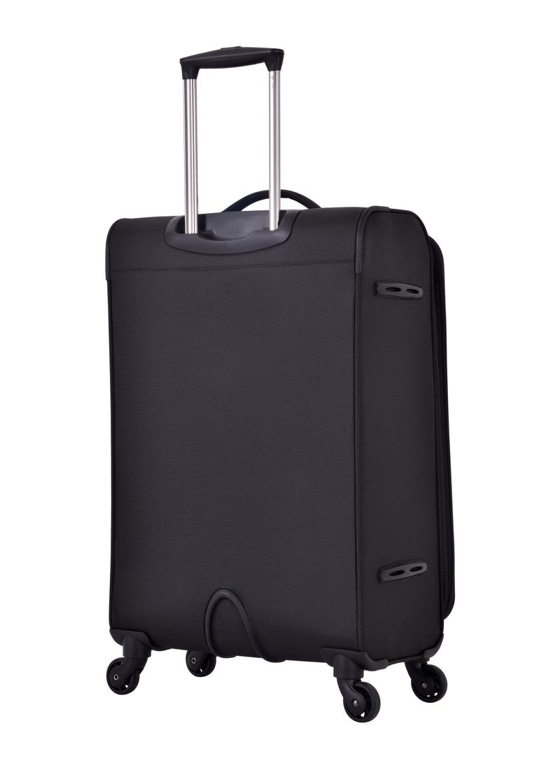 eminent Soft Case Travel Bag Luggage Trolley for Unisex Polyester Lightweight Expandable Wheeled Suitcase with TSA lock V6101 Black  - Image 2