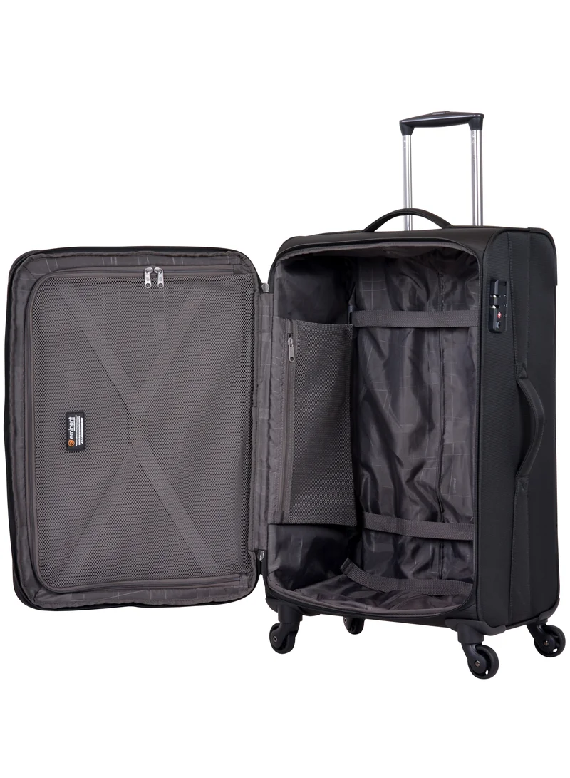 eminent Soft Case Travel Bag Luggage Trolley for Unisex Polyester Lightweight Expandable Wheeled Suitcase with TSA lock V6101 Black