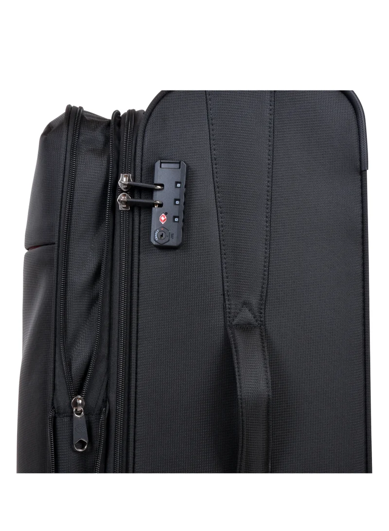 eminent Soft Case Travel Bag Luggage Trolley for Unisex Polyester Lightweight Expandable Wheeled Suitcase with TSA lock V6101 Black