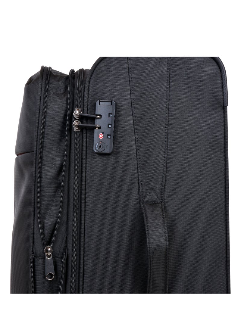 eminent Soft Case Travel Bag Luggage Trolley for Unisex Polyester Lightweight Expandable Wheeled Suitcase with TSA lock V6101 Black  - Image 5
