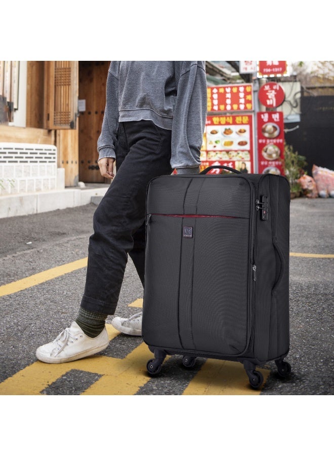 إيمينينت حقيبة سفر ناعمة بعجلات ترولي للجنسين من البوليستر خفيفة الوزن قابلة للتوسيع مع قفل   أسود - Image 2