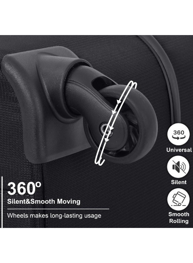 إيمينينت حقيبة سفر ناعمة بعجلات ترولي للجنسين من البوليستر خفيفة الوزن قابلة للتوسيع مع قفل   أسود - Image 4