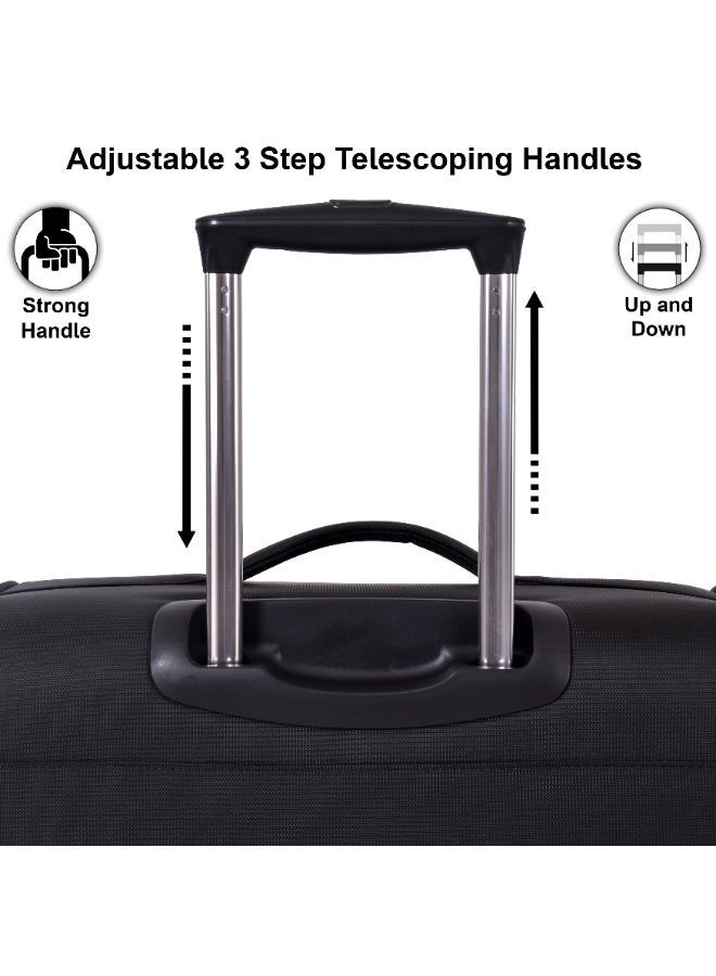 إيمينينت حقيبة سفر ناعمة بعجلات ترولي للجنسين من البوليستر خفيفة الوزن قابلة للتوسيع مع قفل   أسود - Image 5