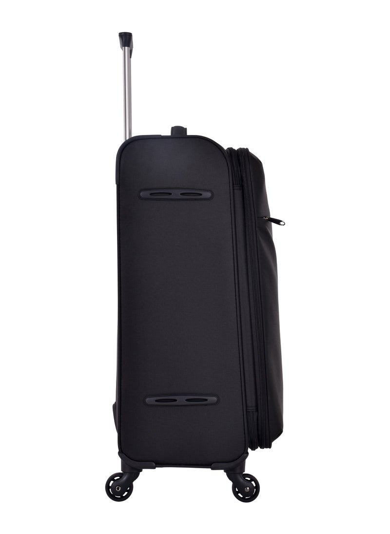 eminent - Soft Case Travel Bag Luggage Trolley for Unisex Polyester Lightweight Expandable Wheeled Suitcase with TSA lock V6101 Black - Image 1