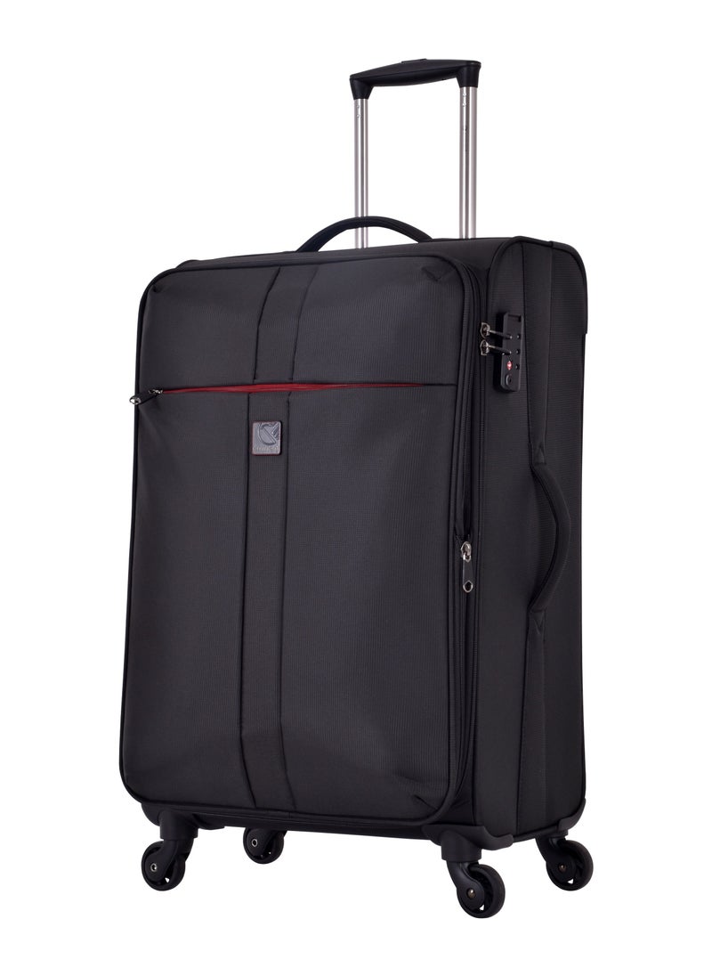 eminent - Soft Case Travel Bag Luggage Trolley for Unisex Polyester Lightweight Expandable Wheeled Suitcase with TSA lock V6101 Black - Image 1