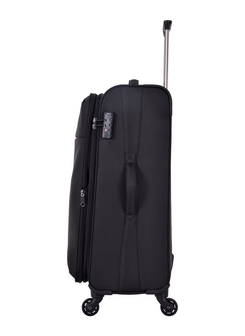 eminent - Soft Case Travel Bag Luggage Trolley for Unisex Polyester Lightweight Expandable Wheeled Suitcase with TSA lock V6101 Black - Image 1