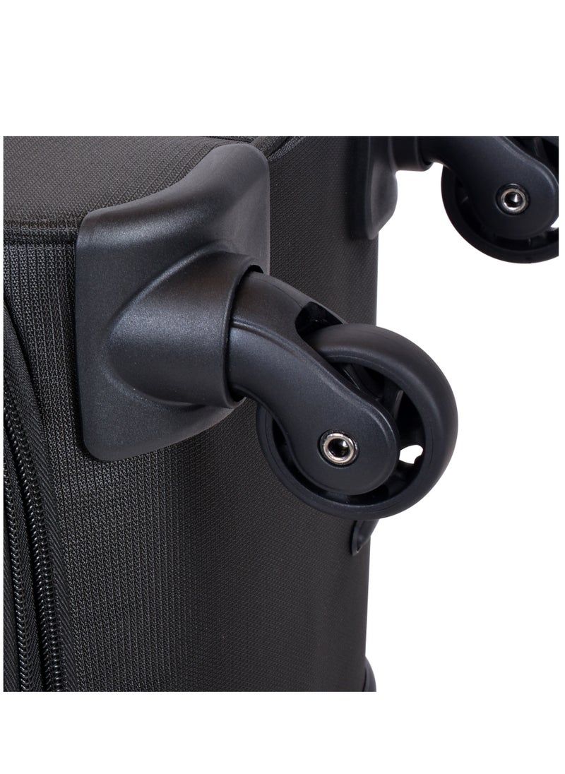 eminent - Soft Case Travel Bag Luggage Trolley for Unisex Polyester Lightweight Expandable Wheeled Suitcase with TSA lock V6101 Black - Image 1