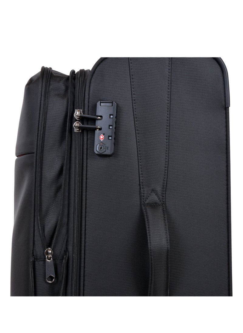 eminent - Soft Case Travel Bag Luggage Trolley for Unisex Polyester Lightweight Expandable Wheeled Suitcase with TSA lock V6101 Black - Image 1