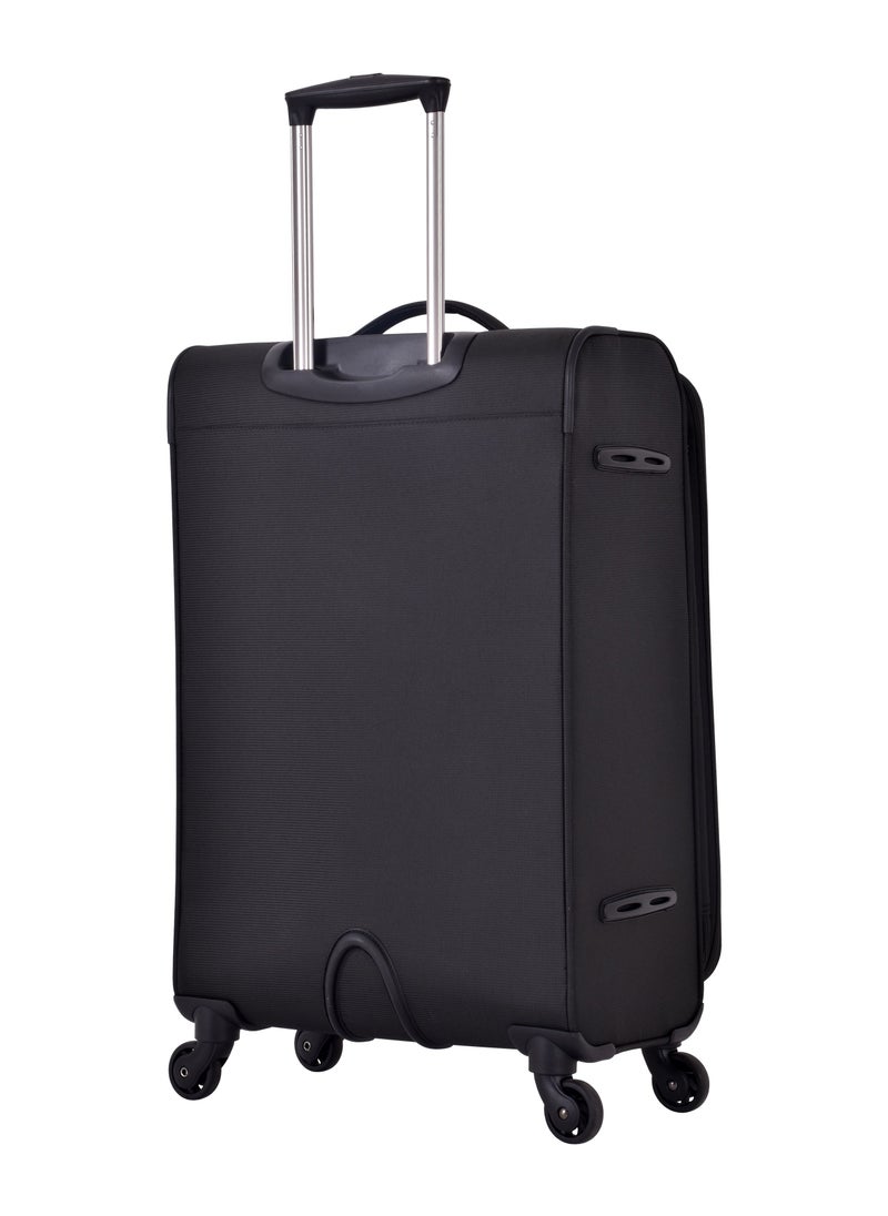 eminent - Soft Case Travel Bag Luggage Trolley for Unisex Polyester Lightweight Expandable Wheeled Suitcase with TSA lock V6101 Black - Image 1