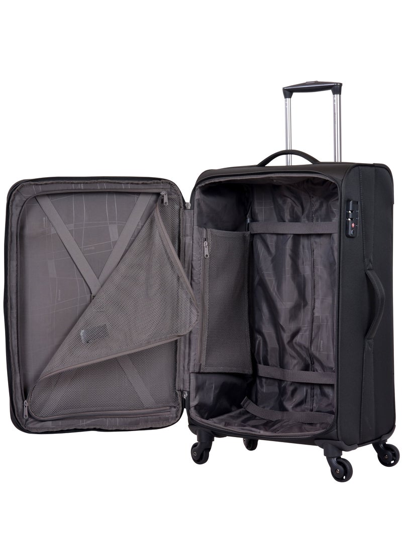 eminent - Soft Case Travel Bag Luggage Trolley for Unisex Polyester Lightweight Expandable Wheeled Suitcase with TSA lock V6101 Black - Image 1