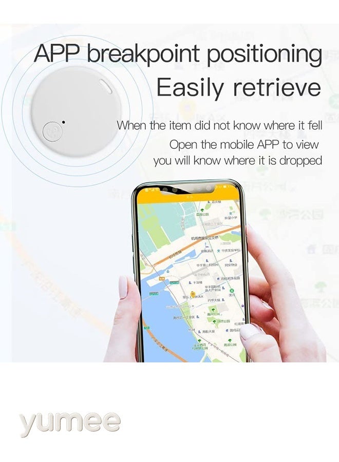 يمي متعقب بلوتوث، متوافق مع AirTag – جهاز تذكير ذكي لتحديد موقع المفاتيح بدون رسوم شهرية، مزود بتنبيه صوتي بقوة 100 ديسيبل لتتبع المفاتيح، المحافظ، الحيوانات الأليفة والمزيد (قطعتان – أبيض وأسود) - Image 3