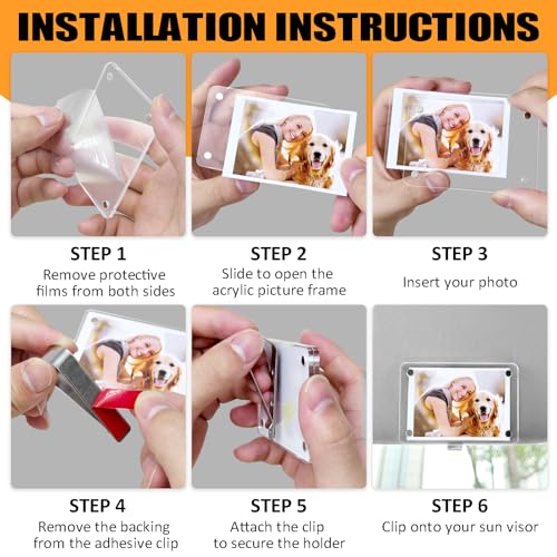 Furneet 2Pcs Car Picture Holder for Sun Visor, 2.36"x3.54" Magnetic Car Visor Photo Clip - Horizontal & Vertical Display, Car Photo Holder Universal Fit for Car Visors, Personalized Car Picture Frame, Gift For Valentine‘s Day - Image 5