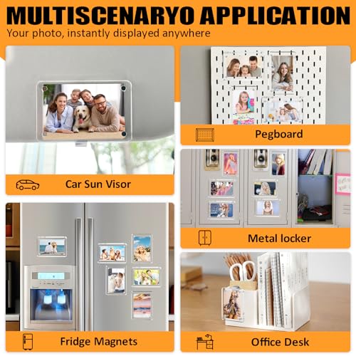 Furneet 2Pcs Car Picture Holder for Sun Visor, 2.36"x3.54" Magnetic Car Visor Photo Clip - Horizontal & Vertical Display, Car Photo Holder Universal Fit for Car Visors, Personalized Car Picture Frame, Gift For Valentine‘s Day - Image 4