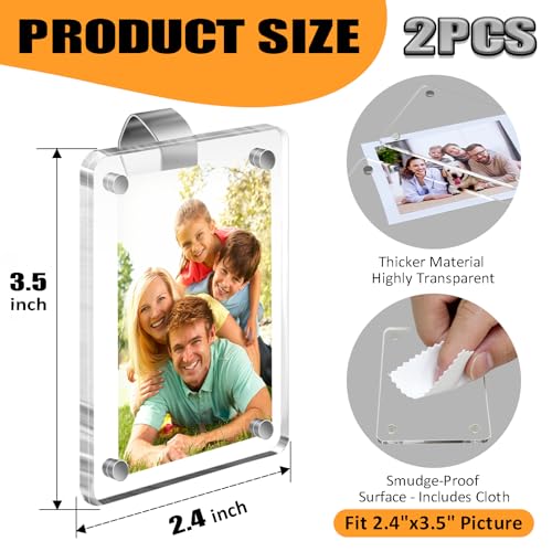 Furneet 2Pcs Car Picture Holder for Sun Visor, 2.36"x3.54" Magnetic Car Visor Photo Clip - Horizontal & Vertical Display, Car Photo Holder Universal Fit for Car Visors, Personalized Car Picture Frame, Gift For Valentine‘s Day - Image 2