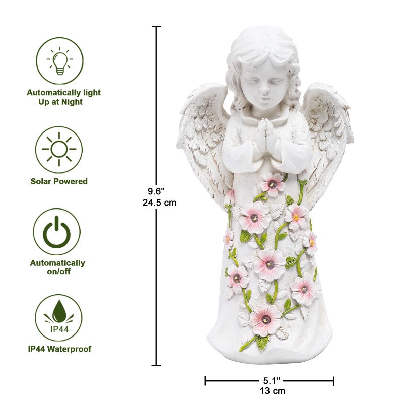 Nacome Garden Outdoor Statues Angel with Succulent and 7 LED Lights â€“ Lawn Decor for Patio, Balcony, Yard Ornament - Chrismtas Gifts for Mom Grandma - Image 4