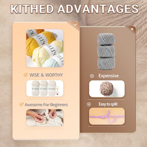 KITHED Cotton Yarn，10.5oz，526yard，3 Pack ，Soft Yarn for Crocheting and Knitting (11 Matcha Green) - Image 3