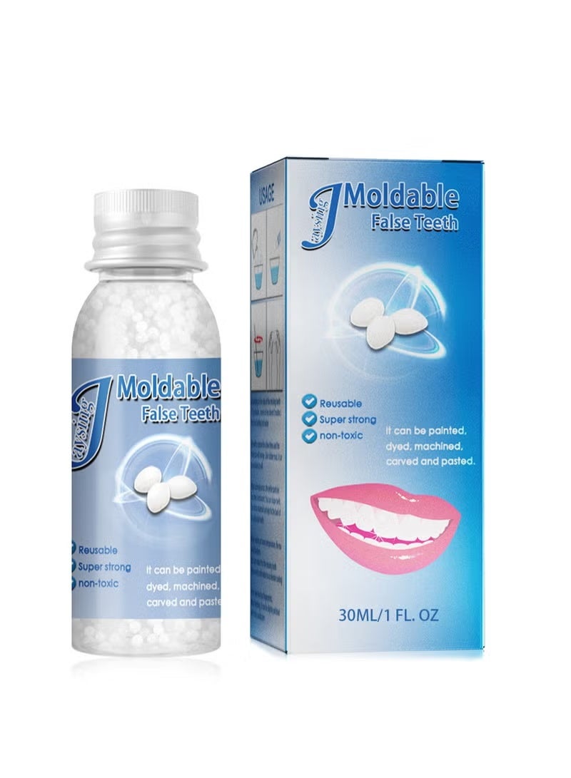 ULHYC 30ml Moldable False Teeth White Particles Reusable Non-toxic Temporarily Fill Regain Smile Cosplay DIY - Image 1