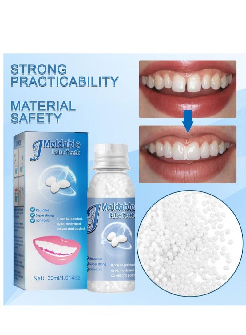ULHYC 30ml Moldable False Teeth White Particles Reusable Non-toxic Temporarily Fill Regain Smile Cosplay DIY - Image 2