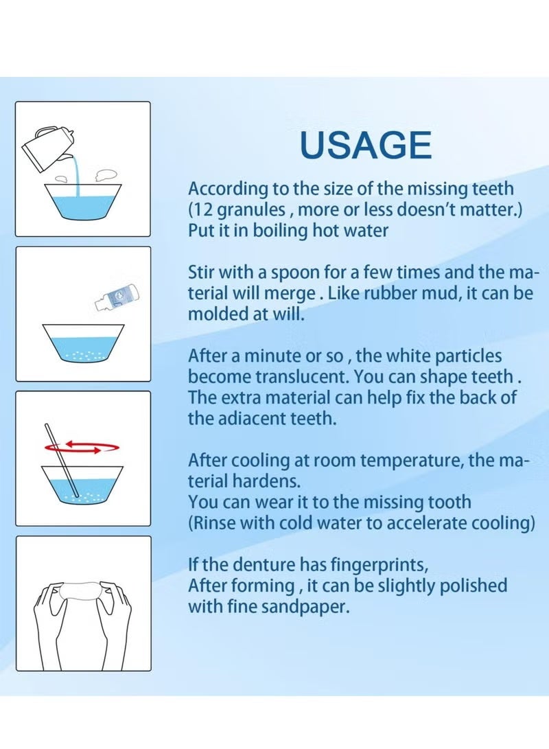 ULHYC 30ml Moldable False Teeth White Particles Reusable Non-toxic Temporarily Fill Regain Smile Cosplay DIY - Image 3