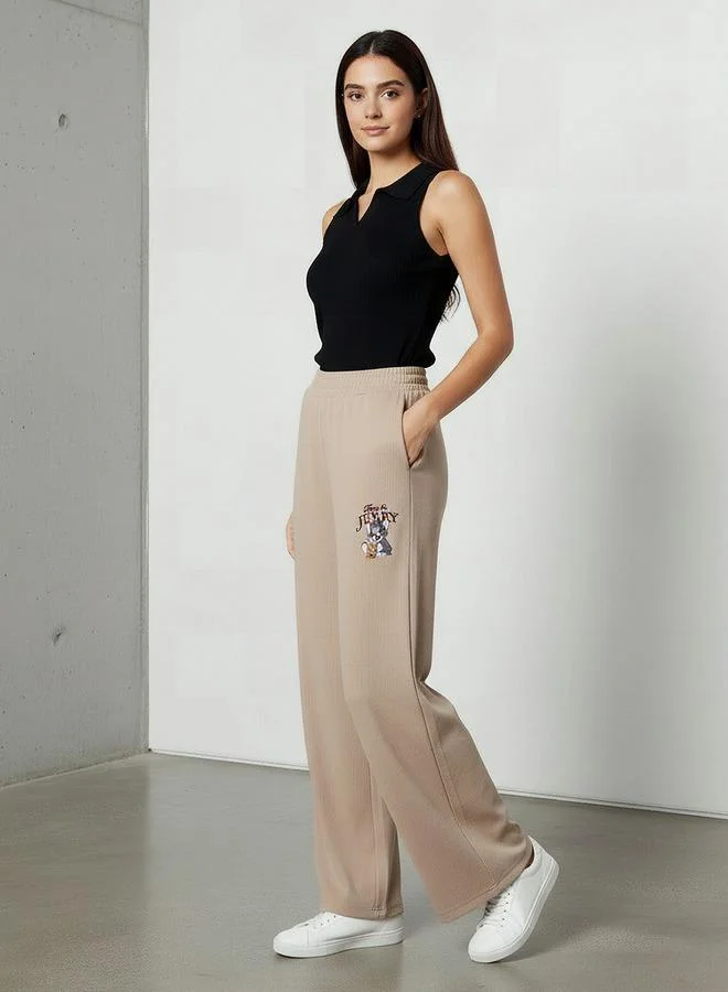 SP Characters Comfort Waist Wide Leg Track Pants with Pockets