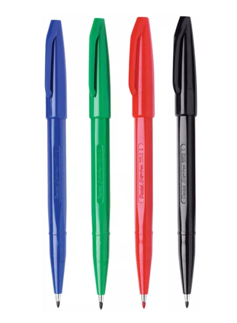 Pentel قلم إشارة بأطراف ألياف 4 قطع متعدد الألوان - Image 1