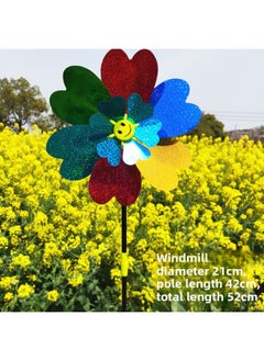 Generic Stall Push Sweep Code Small Gifts Outdoor Kindergarten Activities Gifts Plastic Flakes Small Windmill Manufacturers Postage-Color:Single Layer Laser Plus Smiley Face 20 Pcs  - Image 1