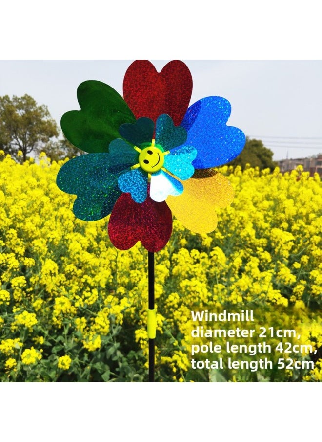 Stall Push Sweep Code Small Gifts Outdoor Kindergarten Activities Gifts Plastic Flakes Small Windmill Manufacturers Postage-Color:Single Layer Laser Plus Smiley Face 20 Pcs  - Image 1
