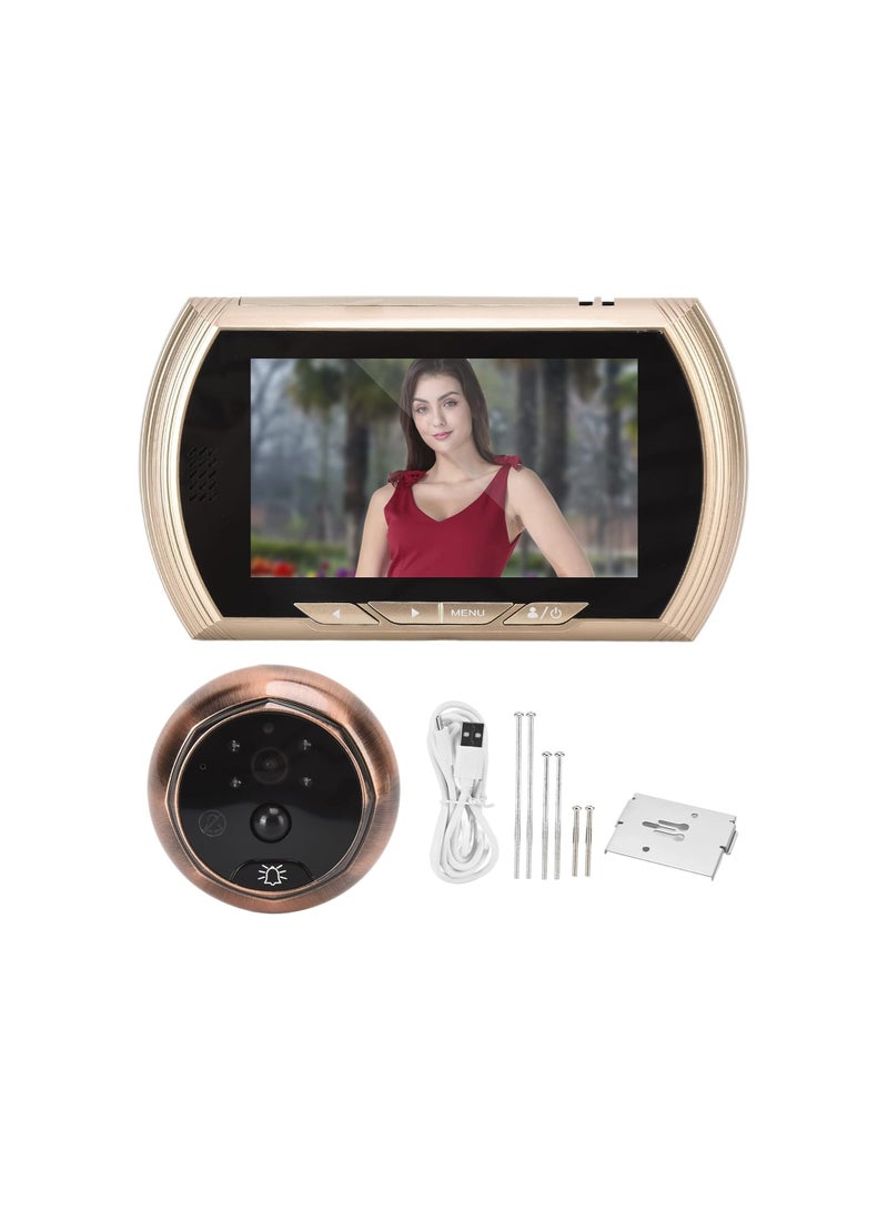 Digital Door Viewer – 4.5"  Video Doorbell with 170° Wide Angle & Motion Detection – Home Security System (Gold) - Image 2
