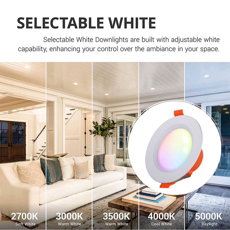 أنوار سقف LED واي فاي 6W للمنزل، مصابيح سقف مشفى LED قابلة لتغيير اللون بالتحكم عبر تطبيق، RGBCW 2700K-5000K، أبيض متعدد الألوان RGB، مصابيح ألومنيوم متعددة الألوان للمنزل والبار والكتيفي، النموذج FC-TD001 - Image 2