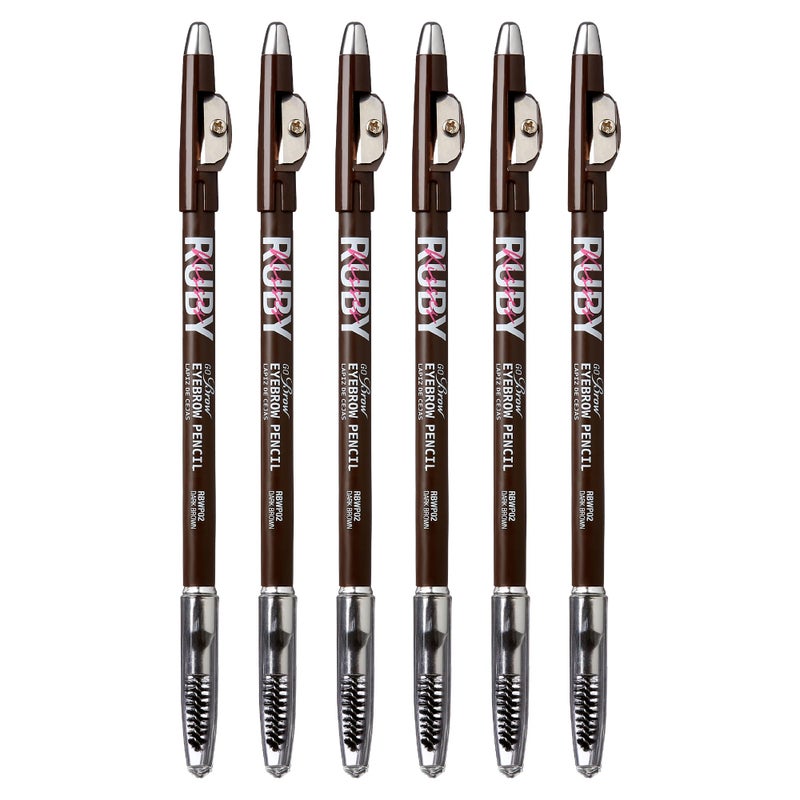 Ruby Kisses Kiss Go Brow Eyebrow Wooden Pencil Dark Brown (6 Pieces) - Image 1