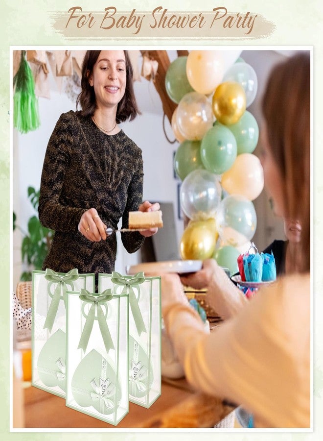 Sel Natural مجموعة سيل ناتشورال من 12 كيس هدايا شفاف بمقابض، مقاس 7.1 بوصة × 10.2 بوصة × 3.2 بوصة، أكياس بلاستيكية لتوزيعات الحفلات مع شريط، أكياس هدايا قابلة لإعادة الاستخدام، أكياس تغليف هدايا شفافة بكميات كبيرة لحفلات الزفاف وأعياد الميلاد (لون أخضر فاتح). - Image 5