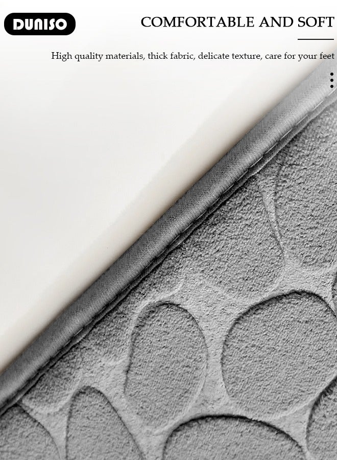 DUNISO مجموعة سجادة حمام مكونة من 2 قطعة، سجادة حمام حصوية وسجادة مرحاض على شكل U مع خاصية عدم الانزلاق، مجموعة سجادات حمام مصنوعة من إسفنج سميك لحمام، حوض، مرحاض، أرضية، 80 سم * 50 سم + 50 سم * 40 سم - Image 5