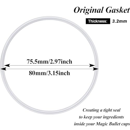 Mudder 6 Pieces Rubber Gasket Replacement Ring Seal White O Ring Compatible with Magic 250w Gasket for Replacement Parts Seal Cups Lids - Image 2