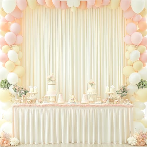 PARTISKY 8x10FT Ivory Backdrop Curtains for Wedding Parties, Wrinkle Free Polyester Photography Backdrop Drapes for Wedding Baby Shower Birthday Parties Stage Background Stand Decorations 4x10ft,2 Panels - Image 4