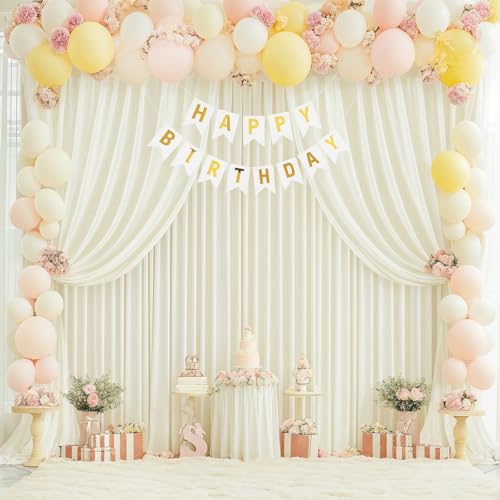 PARTISKY 8x10FT Ivory Backdrop Curtains for Wedding Parties, Wrinkle Free Polyester Photography Backdrop Drapes for Wedding Baby Shower Birthday Parties Stage Background Stand Decorations 4x10ft,2 Panels - Image 2