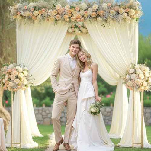 PARTISKY 8x10FT Ivory Backdrop Curtains for Wedding Parties, Wrinkle Free Polyester Photography Backdrop Drapes for Wedding Baby Shower Birthday Parties Stage Background Stand Decorations 4x10ft,2 Panels - Image 3