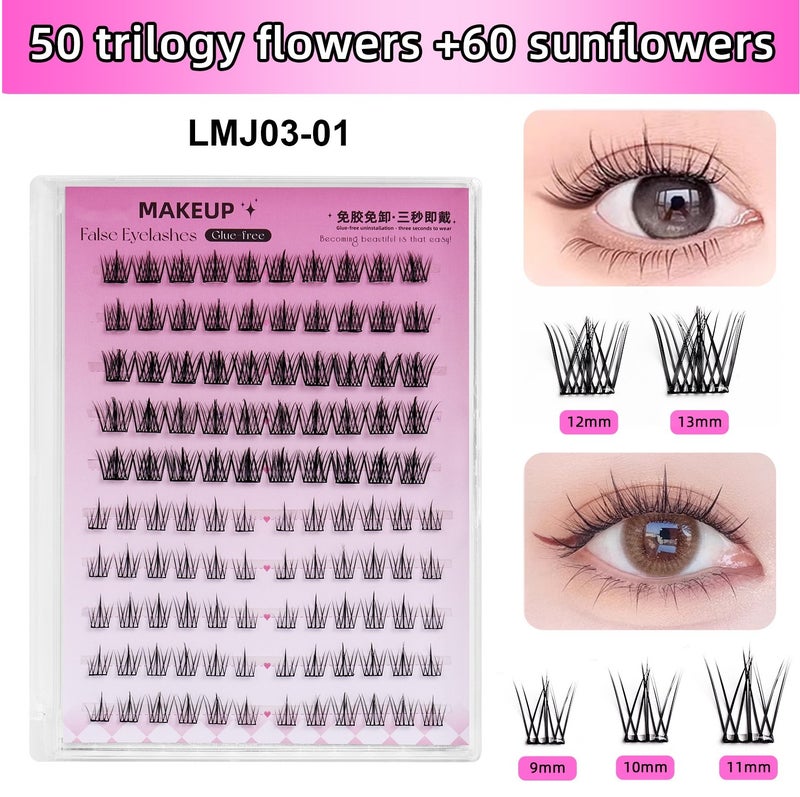 110 مجموعات من الرموش المجزأة ، مع الغراء الخاص بها ، يتم خلط النمطين ومطابقتهما لإنشاء عيون جميلة ، بحيث يتم تكبير العيون بشكل طبيعي وسهلة الارتداء وسريعة الإزالة. من السهل إنشاء شكل ساحر ، مقاوم للماء ، مقاوم للعرق ومقاوم للزيت ، لا تخاف من درجات الحرارة المرتفعة ، بحيث تكون مليئا بالطاقة والأرواح! - Image 2